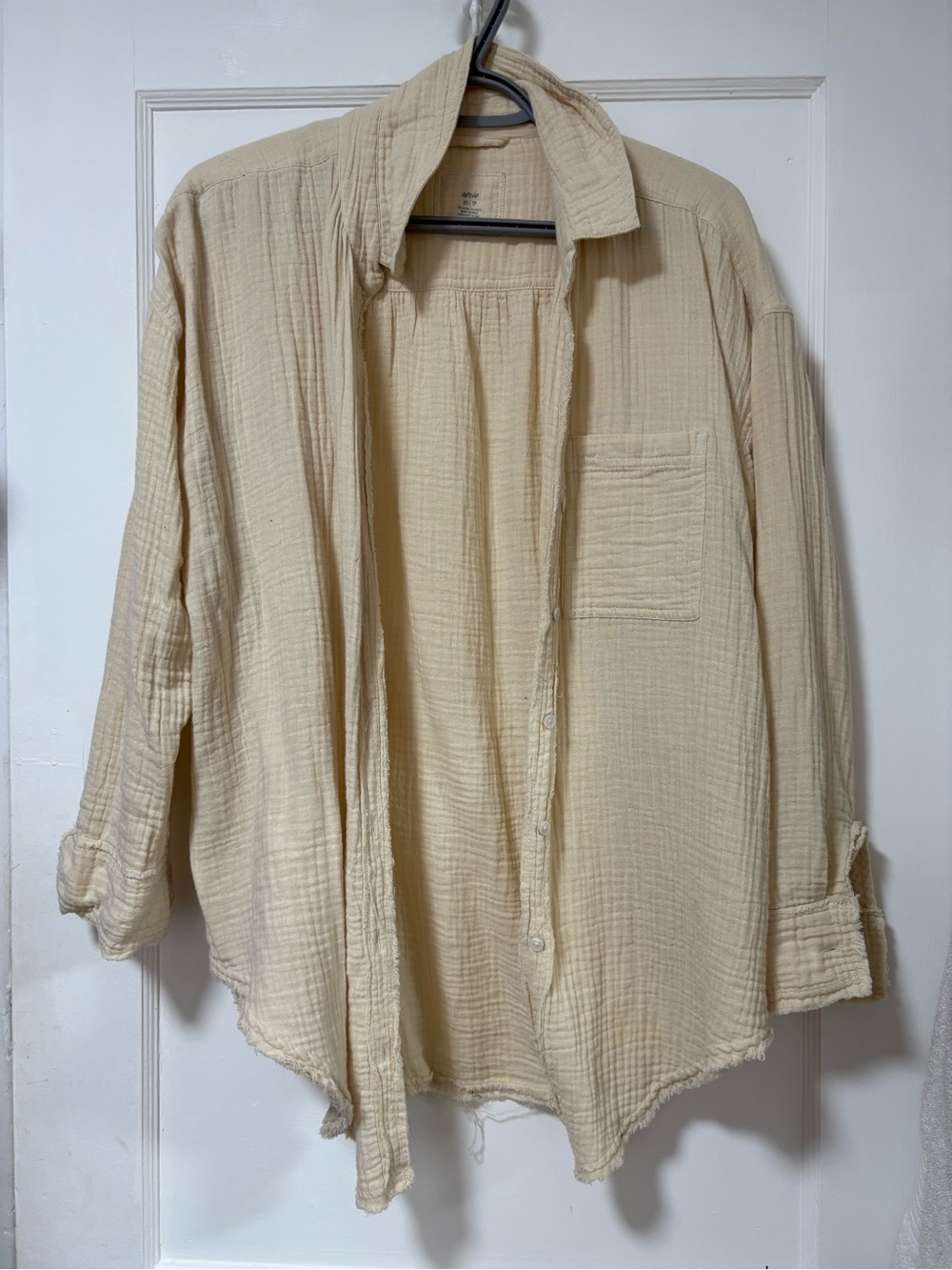 Women’s oversized Lightweight Cream Button-Up Shirt
